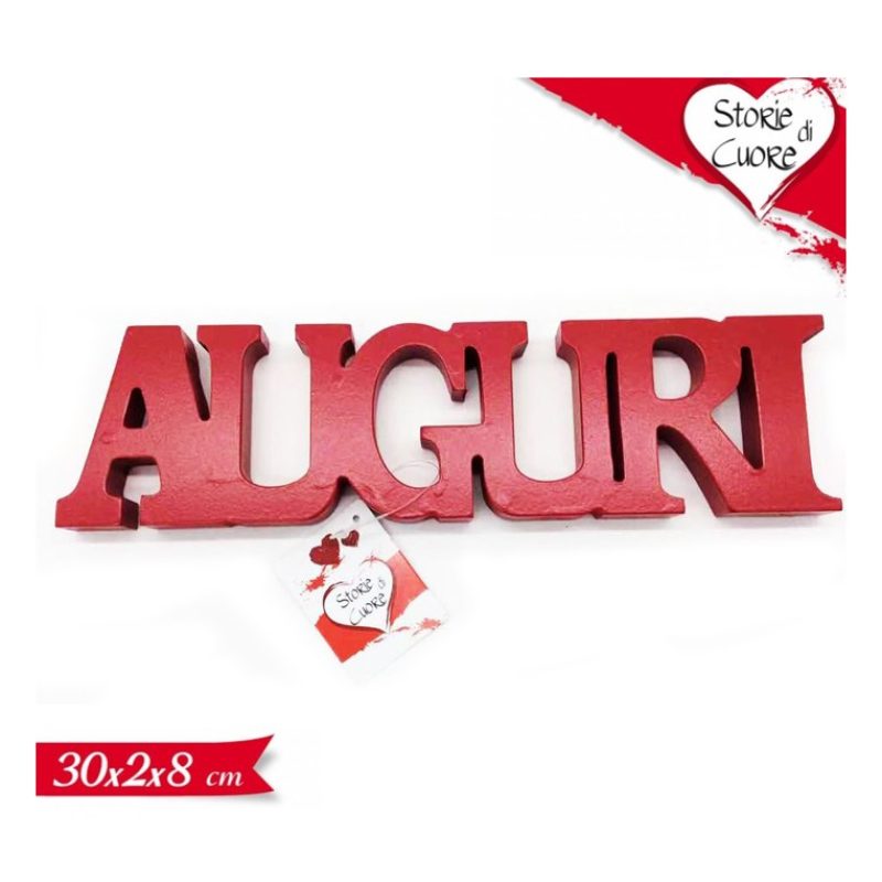 Spicy Party Scritta in legno Auguri 30x8 cm addobbi decorativa fest...