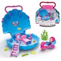 Set valigetta Bambola Sirena Gioco Giocattolo casa sirenetta conchiglia Bambini 