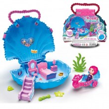Set valigetta Bambola Sirena Gioco Giocattolo casa sirenetta conchiglia Bambini 