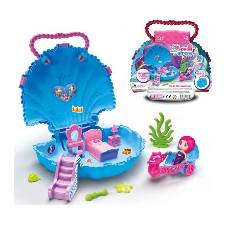Set valigetta Bambola Sirena Gioco Giocattolo casa sirenetta conchiglia Bambini 