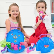 Set valigetta Bambola Sirena Gioco Giocattolo casa sirenetta conchiglia Bambini