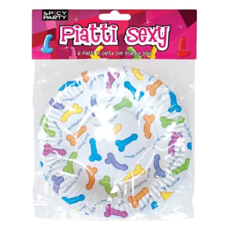 Spicy Party Set 18 Piatti in Carta con Stampa Pisello Pene Addio al...