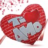 FGF Cuscino a Forma di Cuore in Peluche con Scritta Ti Amo 55cm Reg...