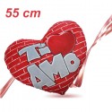 Cuscino a Forma di Cuore in Peluche con Scritta Ti Amo 55cm Regalo San Valentino