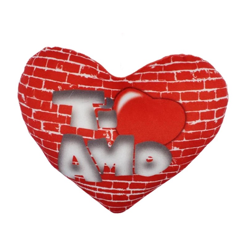 SAN VALENTINO AMORE CUORE IN PELUCHE TI AMO PLUSH HEART 75 CM STAMPA