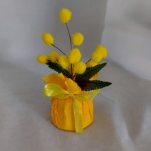 Festa della donna Mazzolino di mimosa 6pz piantina artificiale fiore lanoso 15CM