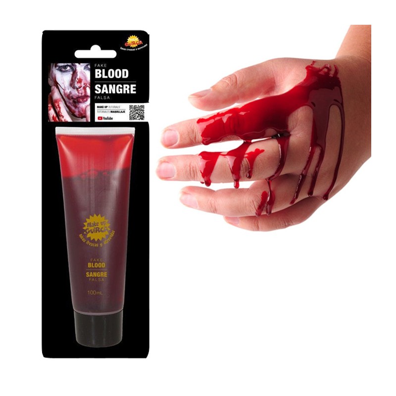 Tubetto sangue finto lavabile 100 ml rosso make up per travestimenti halloween