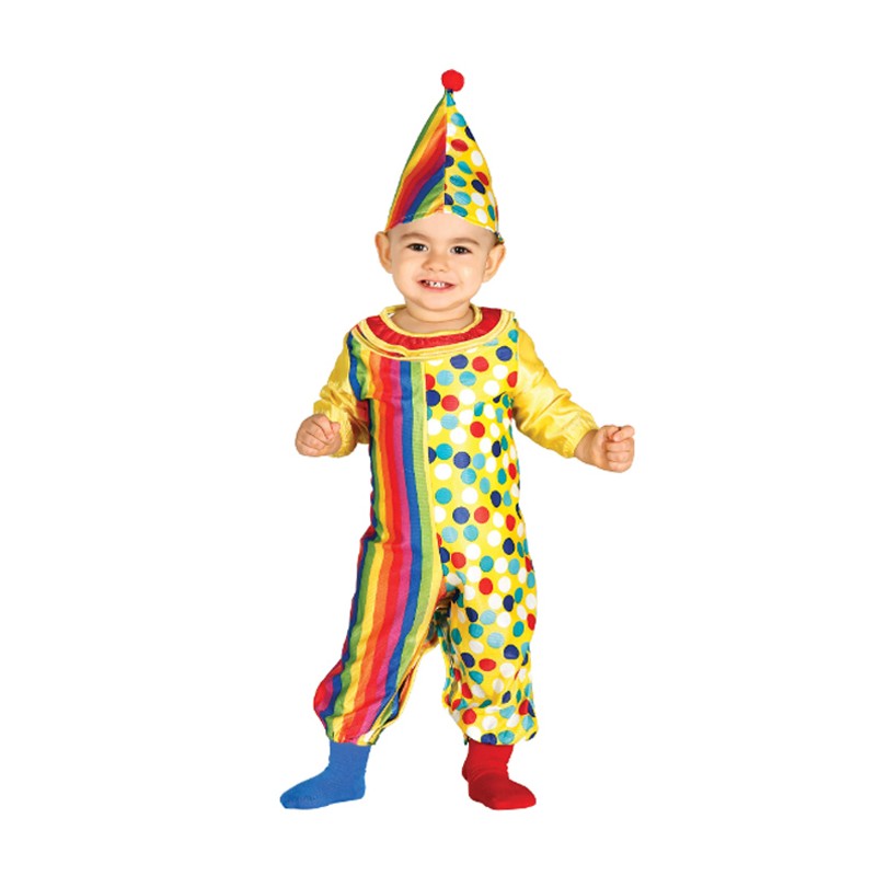 Costume Vestito travestimento Carnevale clown pagliaccio neonato 12-24 mesi