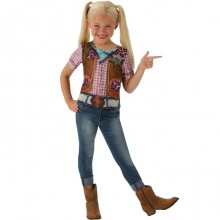Costume carnevale travestimento t-shirt cowgirl Halloween Rubie's bimba 3-8 anni
