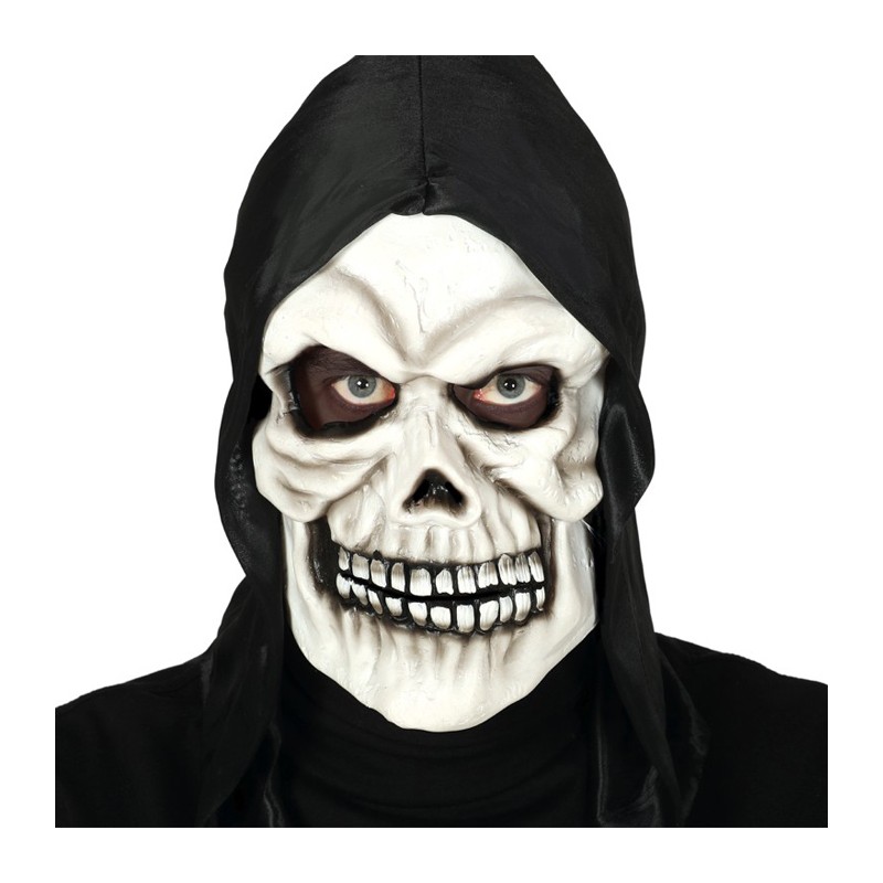 Carnevale halloween maschera da scheletro teschio in PVC con cappuccio nero