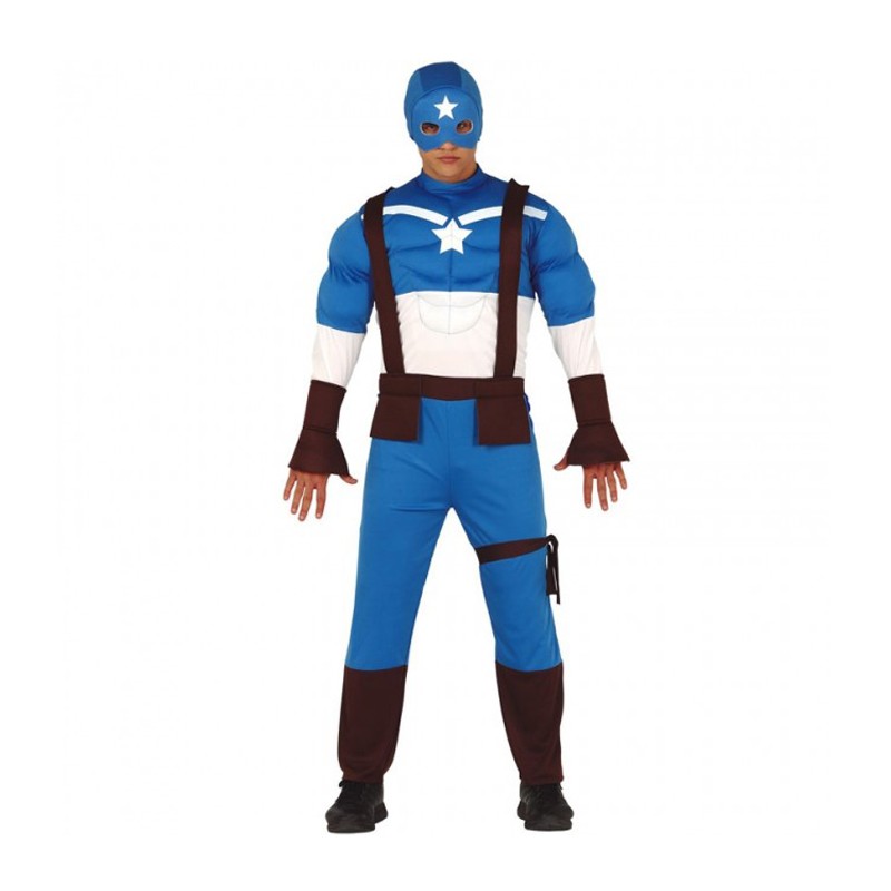 Costume Supereroe cosplay carnevale tuta per adulti capitan America TG48/50