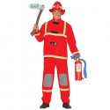 Costume da pompiere carnevale uomo adulto XL travestimento vigile del fuoco