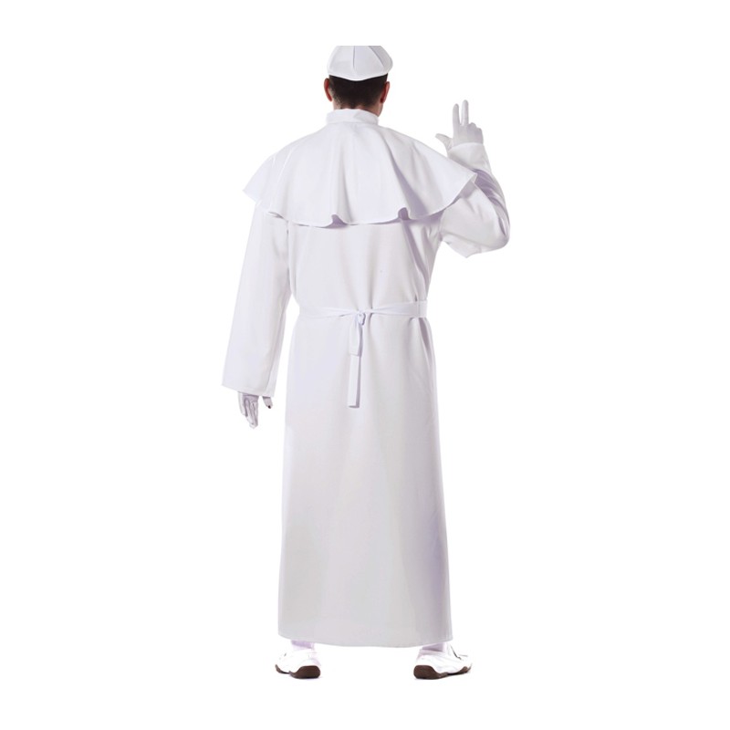 Guirca Costume da Papa uomo religioso tunica lunga bianca pontefice...