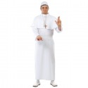 Costume da Papa uomo religioso tunica lunga bianca pontefice carnevale TG M/L