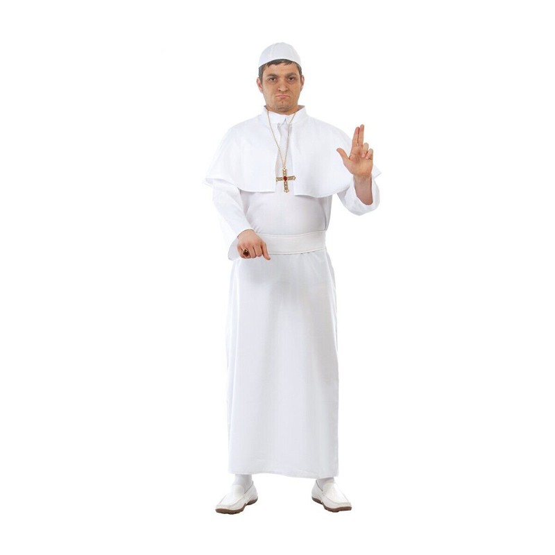 Guirca Costume da Papa uomo religioso tunica lunga bianca pontefice...