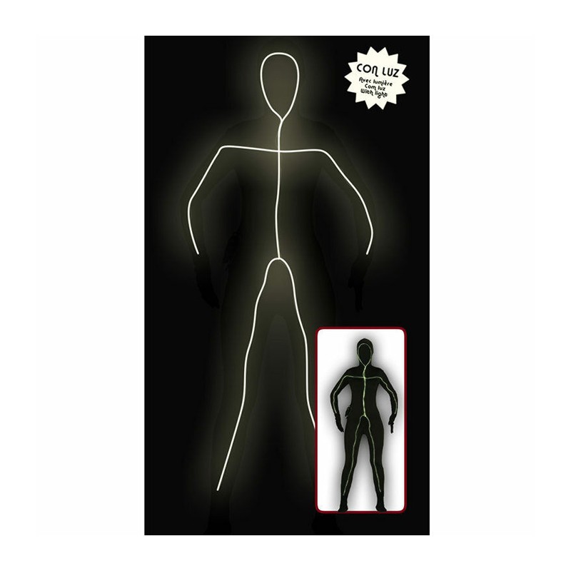 Costume Nero Con Luci Tuta Carnevale Halloween Donna Festa omino stilizzato