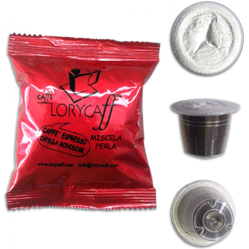 100 cialde capsule Caffè intenso Lorycaff Miscela Perla compatibili Nespresso