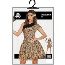 Costume Carnevale Primitiva Donna Vestito Cavernicola Preistorico Adulta TG S/M