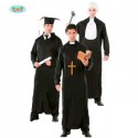Costume da uomo religioso giudice prete laureato carnevale Guirca tunica TG M/L