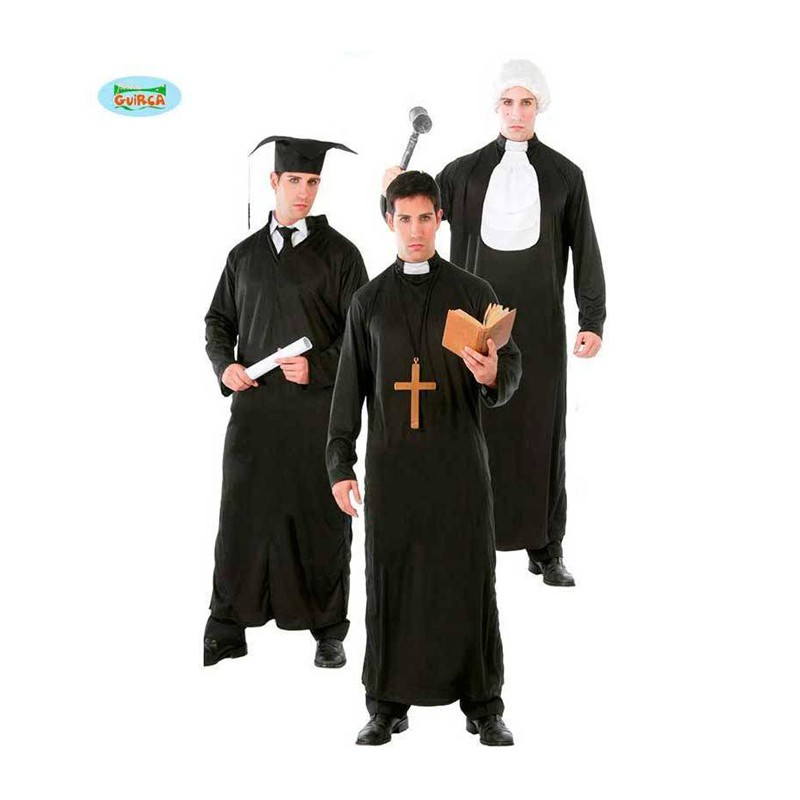 Costume da uomo religioso giudice prete laureato carnevale Guirca tunica TG M/L