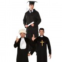 Costume da uomo religioso giudice prete laureato carnevale Guirca tunica TG M/L
