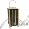 FGF Lanterna porta candela in legno bamboo Portatile campeggio lamp...