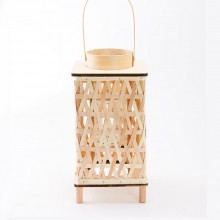 Lanterna porta candela in legno rattan Portatile campeggio lampada 36x18 cm