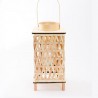 FGF Lanterna porta candela in legno rattan Portatile campeggio lamp...