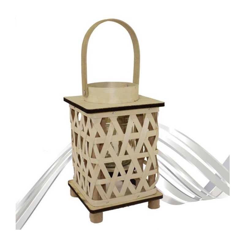 Lanterna Porta candela in legno rattan Portatile matrimonio lampada 22x14 cm