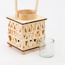 Lanterna Porta candela in legno rattan Portatile matrimonio lampada 22x14 cm