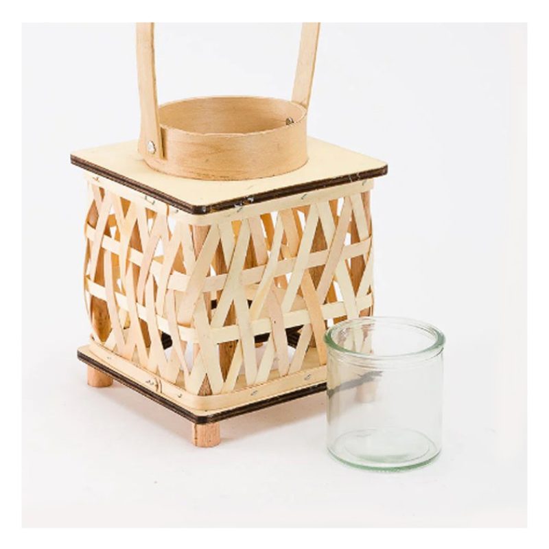 FGF Lanterna Porta candela in legno rattan Portatile matrimonio lam...