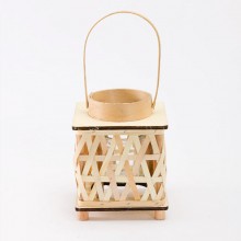 Lanterna Porta candela in legno rattan Portatile matrimonio lampada 22x14 cm