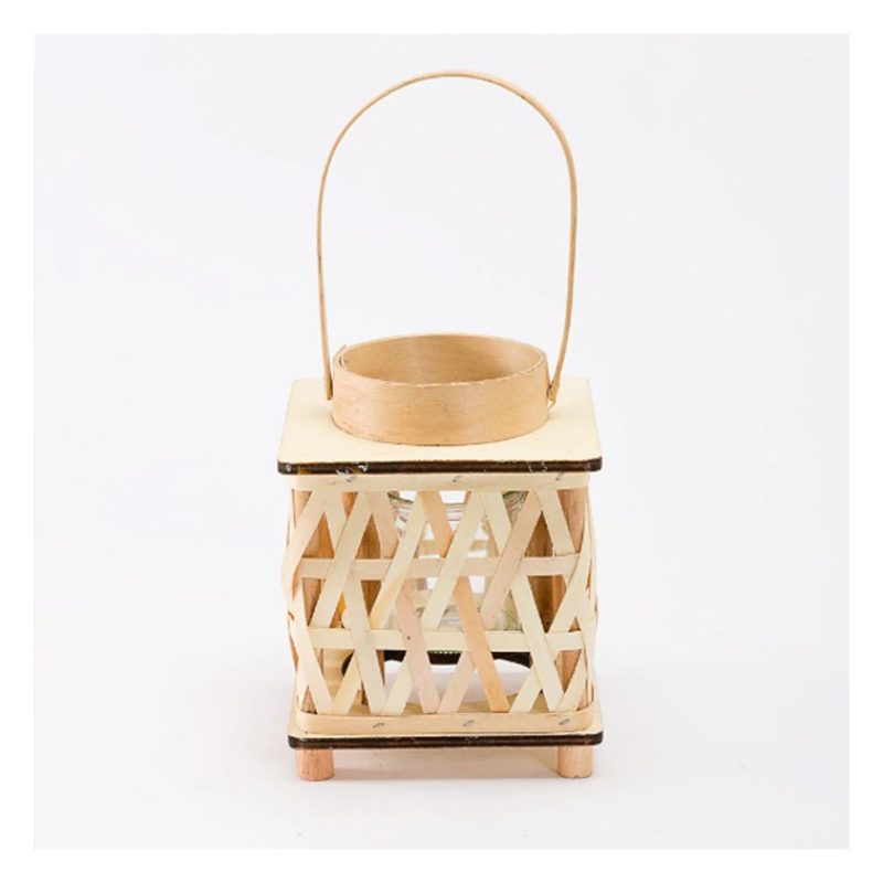 FGF Lanterna Porta candela in legno rattan Portatile matrimonio lam...