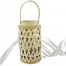 Lanterna Porta candela in legno rattan Portatile lampada 25x14 cm matrimonio