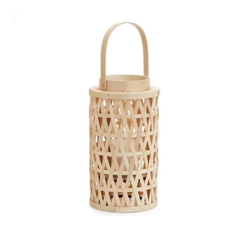 FGF Lanterna Porta candela in legno rattan Portatile lampada 25x14 ...
