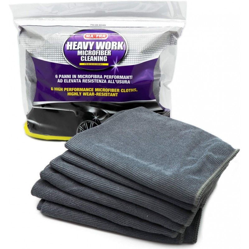 6x MaFra heavy work panno microfibra 60x40 pulizia asciugatura auto moto barca