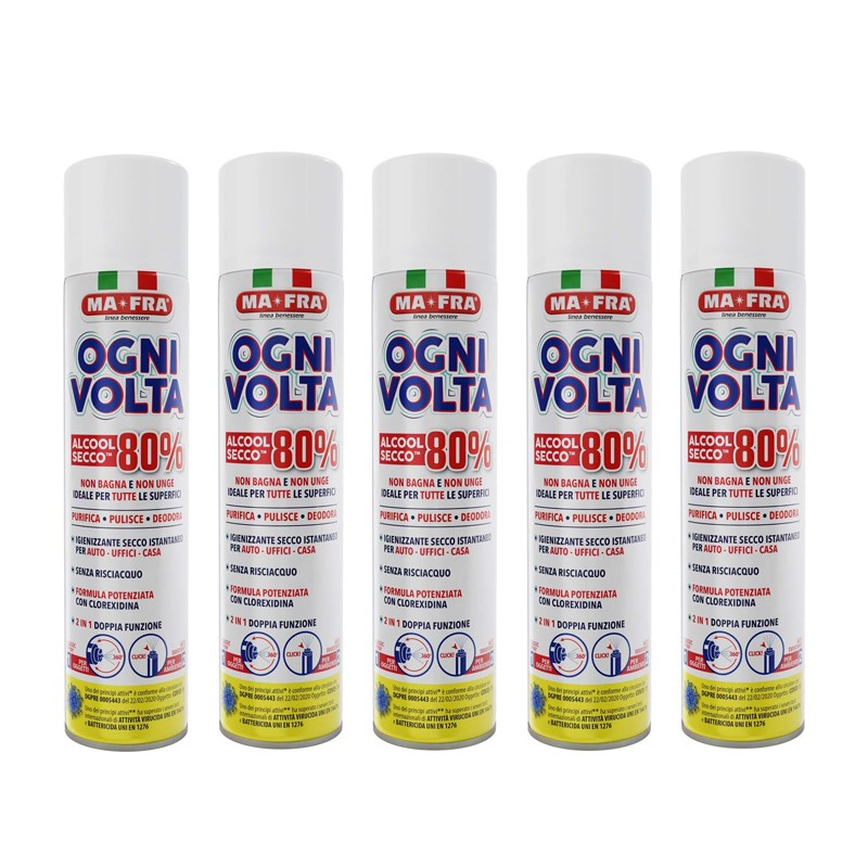 MAFRA 5 pezzi Ogni volta alcool secco 80% Purifica Pulisce deodora non bagna
