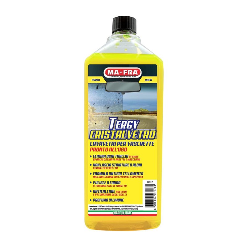 Tergy Cristalvetro Liquido Lavavetri per Vaschette Pronto All'Uso Anticalcare 1L