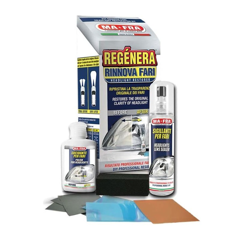 MA-FRA Kit Regenera rinnova lucida ripristina trasparenza fari auto moto H0590