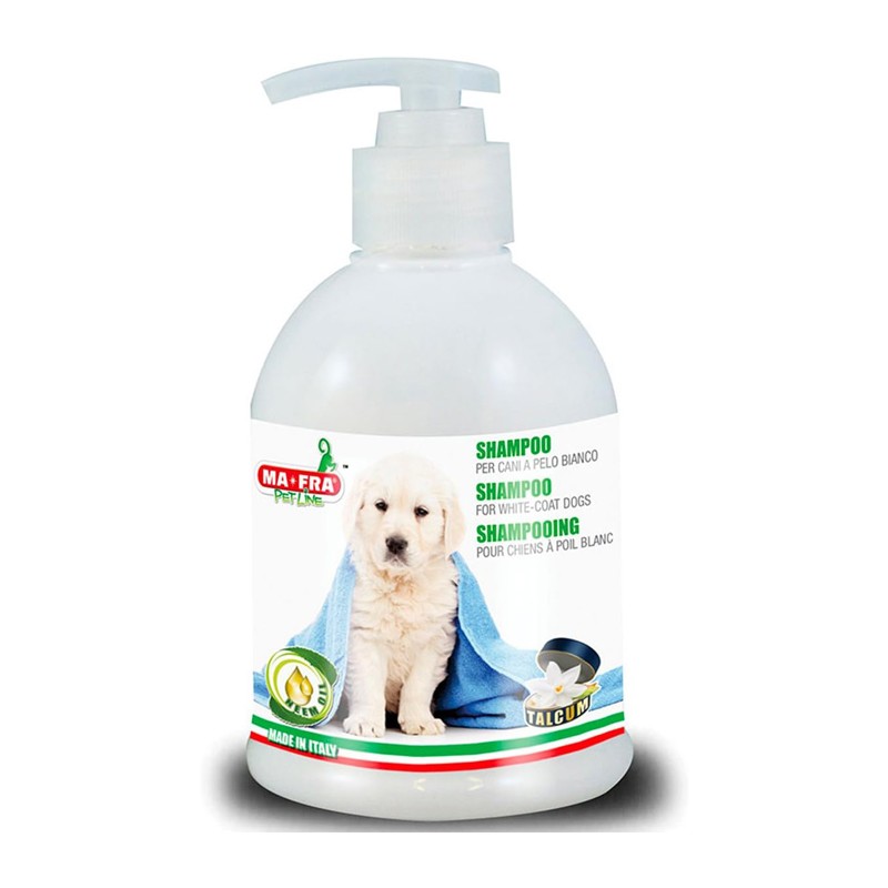 MAFRA Shampoo pulizia cura cane cani pelo bianco elimina giallastro Pet Line