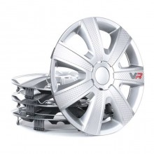 4 Copricerchio universale coppe copri ruota borchie VR 13"/14"/15"/16" grigio