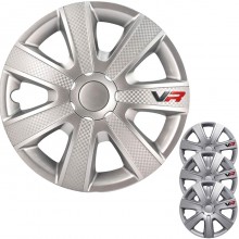 4 Copricerchio universale coppe copri ruota borchie VR 13"/14"/15"/16" grigio