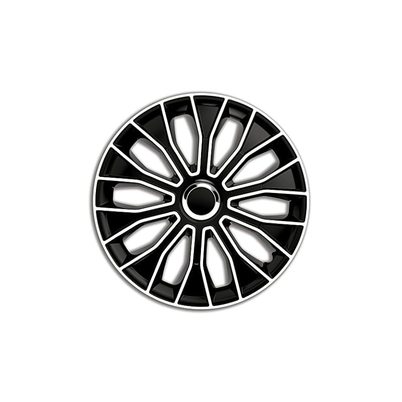 Set di 4 Copricerchi universale coppe auto Voltec Bianco / Nero 13/14/15 Pollici