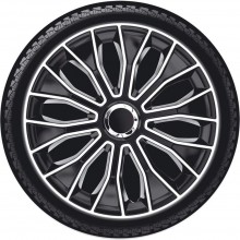 Set di 4 Copricerchi universale coppe auto Voltec Bianco / Nero 13/14/15 Pollici