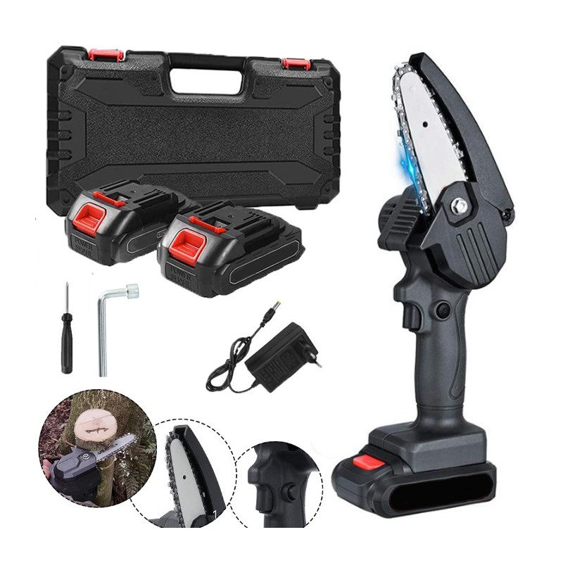 Mini Sega Elettrica motosega a 2 batterie da 18V 4" pollici Potatura Taglio Rami