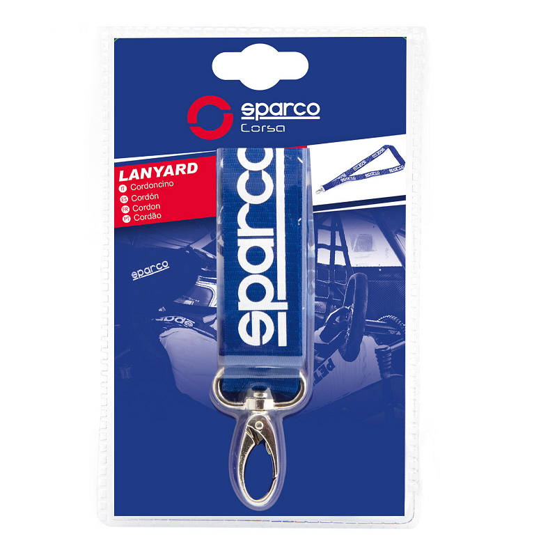 Sparco 2x Cordino Sparco Laccetto Portachiavi da collo Blu 55 cm co...