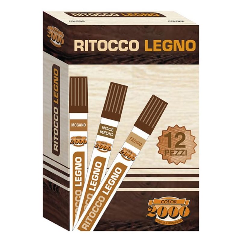 Color 2000 Kit 12 Pezzi ritocco riparazione legno pennarelli graffi...