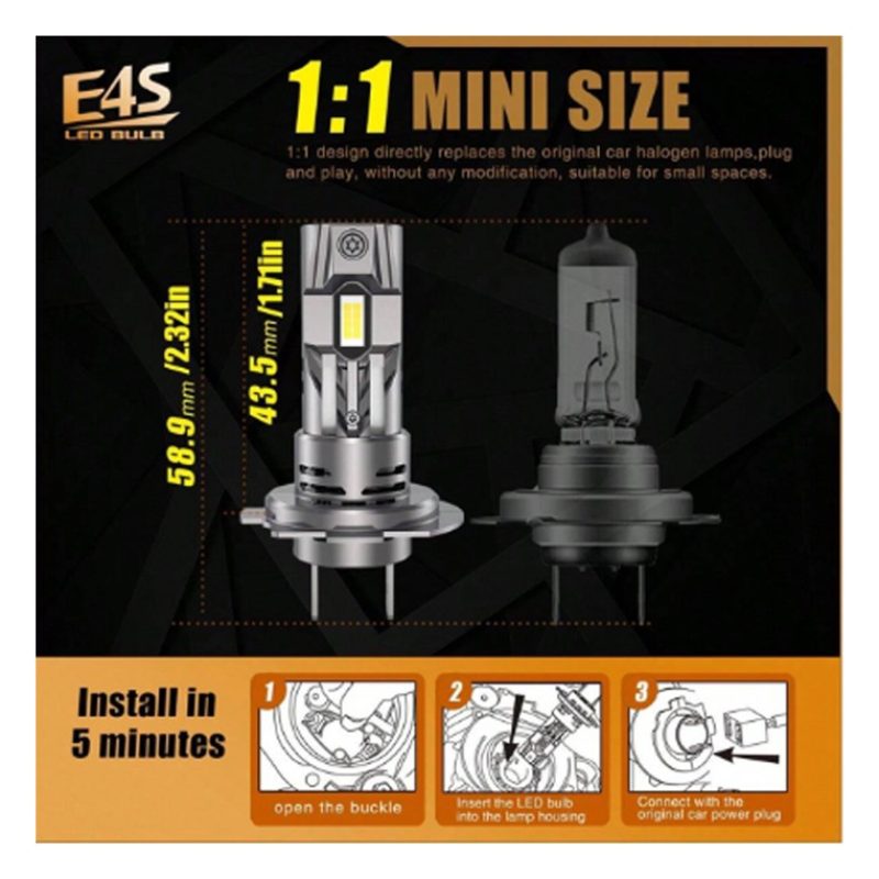 E4S 2 Lampadine H7 CANBUS a LED Fari Auto Lampade Luce Bianca 6000/...