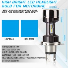 Lampadina LED H4 canbus 6000K luce bianca Alta Luminosità per moto HI LO lampada