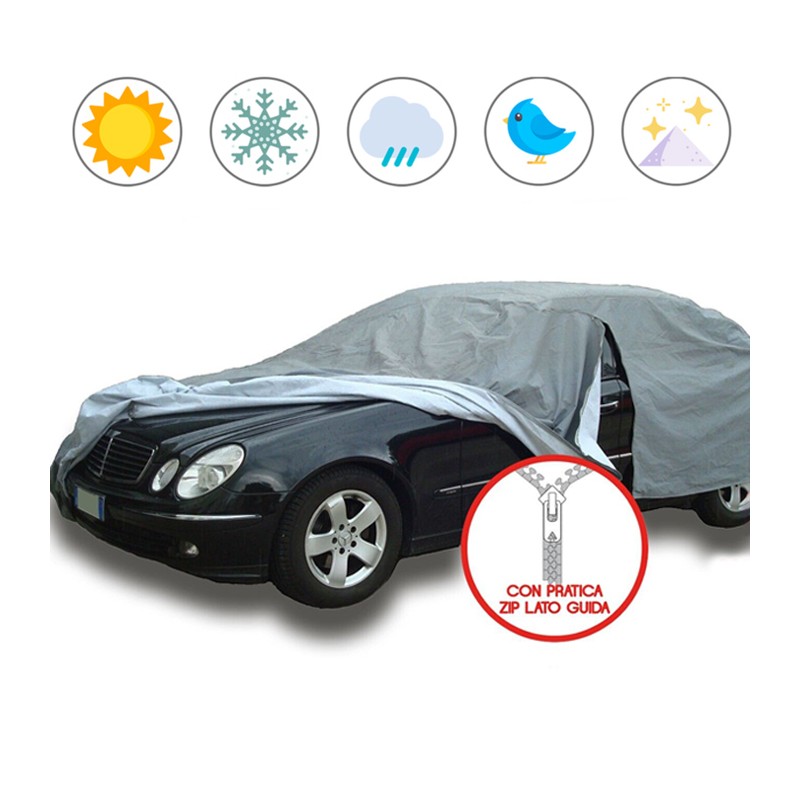 Telo copriauto PVC felpato XL neve pioggia sole copri auto impermeabile con zip